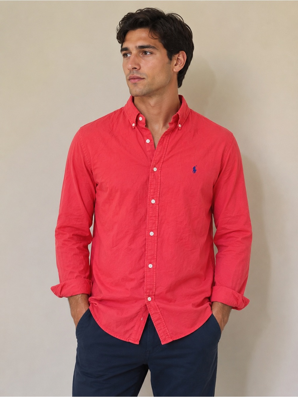 Ralph Lauren Coral-Red Long Sleeve Button-Down Shirt